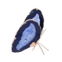 Borboleta Em Pedra Ágata Azul Banhada