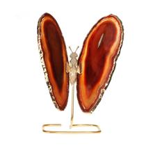 Borboleta Em Pedra Ágata Natural Com Base Banhada Borboleta Em Pedra Ágata Natural Com Base Banhada