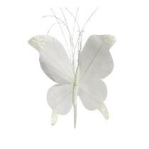 Borboleta Pick Natal Branca Full Glitter Luxo 23cm - Magizi Borboleta Pick Natal Branca Full Glitter Luxo 23cm - Magizi