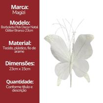 Borboleta Pick Natal Branca Full Glitter Luxo 23cm - Magizi Borboleta Pick Natal Branca Full Glitter Luxo 23cm - Magizi