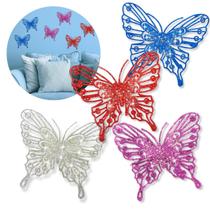 Borboletas Decorativas Brilhantes Enfeite Kit com 8 Peças Borboletas Decorativas Brilhantes Enfeite Kit com 8 Peças