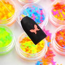 Borboletas neon decoração unhas nail art design