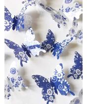 Borboletas para decoração de casa e jardim - 12 pç azul estampado