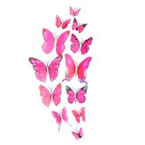 Borboletas Realistas 3d Rosa P/ Decorar 12 Pcs Quarto Festas Borboletas Realistas 3d Rosa P/ Decorar 12 Pcs Quarto Festas