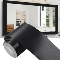 Borda adesiva para papel de parede Alened preta 5 cm x 10 m, impermeável Borda adesiva para papel de parede Alened preta 5 cm x 10 m, impermeável