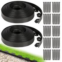 Borda de acabamento para jardim Hemikaki 1,5 polegada x 100 pés, borda plástica para paisagismo com 120 estacas Borda de acabamento para jardim Hemikaki 1,5 polegada x 100 pés, borda plástica para paisagismo com 120 estacas