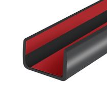 Borda de borracha Protalwell, autoadesivo em U, canal U, 6 m, preto