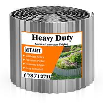 Borda de jardim de metal MTART 15 cm x 6 m de prata ondulada