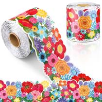 Borda de sala de aula floral espiral de 21 m com acabamento em fita decorativa
