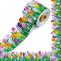 Borda de tulipa espiral de 21 m com acabamento em fita decorativa Borda de tulipa espiral de 21 m com acabamento em fita decorativa