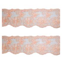 Bordado c/microtule 075 7.5 cm cor salmão metro Bordado c/microtule 075 7.5 cm cor salmão metro