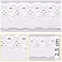 Bordado Inglês BA004 Branco - 2,5 cm - 100% Algodão
