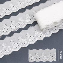 Bordado Inglês BA009 Branco - 5 cm - 100% Algodão