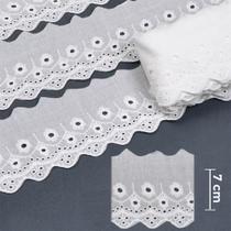 Bordado Inglês BA010 Branco - 7 cm - 100% Algodão
