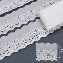 Bordado Inglês BA022 Branco - 7 cm - 100% Algodão
