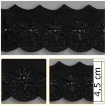 Bordado Inglês BP053 016 Preto - 4,5 cm Bordado Inglês BP053 016 Preto - 4,5 cm