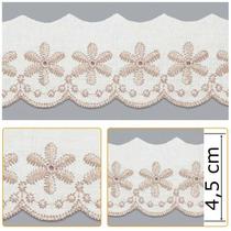 Bordado Inglês BP053 041 Branco/Pele - 4,5 cm