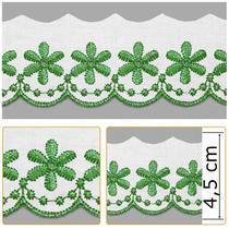 Bordado Inglês BP053 056 Branco/Verde - 4,5 cm Bordado Inglês BP053 056 Branco/Verde - 4,5 cm