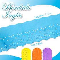 Bordado Inglês Ctl 108 Peça Com 13,7m Várias Cores -Azul Turquesa - Nº: 199 - Nybc Bordado Inglês Ctl 108 Peça Com 13,7m Várias Cores -Azul Turquesa - Nº: 199 - Nybc