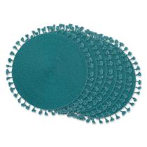 Borla de azul-petróleo redonda tecida Placemat DII 14,75 cm de diâmetro (6 unidades) Borla de azul-petróleo redonda tecida Placemat DII 14,75 cm de diâmetro (6 unidades)