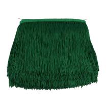 Borla de renda com acabamento em franjas com 15 cm de largura e 9 m de comprimento, poliéster verde Borla de renda com acabamento em franjas com 15 cm de largura e 9 m de comprimento, poliéster verde