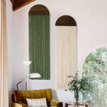 Borla redonda de fibra para pendurar na parede em macramê 35 cm x 130 cm - 2 peças Borla redonda de fibra para pendurar na parede em macramê 35 cm x 130 cm - 2 peças