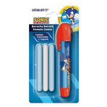 Borracha Apertar Tipo Caneta Retrátil Sonic Suporte +3 Refil - Leonora Borracha Apertar Tipo Caneta Retrátil Sonic Suporte +3 Refil - Leonora