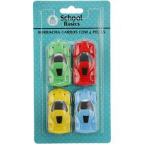 Borracha Carros 4 Peças School Basics Colorida Borracha Carros 4 Peças School Basics Colorida