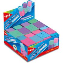 Borracha Colorida Tris School Pastel Sortidas Display Com 24