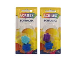Borracha Cubos Coloridos Kit com 2 Blisters e 4 Borrachas Borracha Cubos Coloridos Kit com 2 Blisters e 4 Borrachas