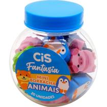 Borracha Decorada CIS Fantasia Mini Animais Sortidos - Pote com 20