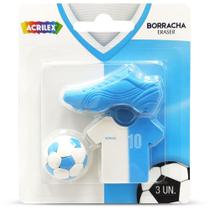 Borracha Decorada Futebol AZUL/BRANCO Pacote com 6 Unidades Borracha Decorada Futebol AZUL/BRANCO Pacote com 6 Unidades