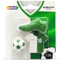 Borracha Decorada Futebol VERDE/BRANCO Pacote com 6 Unidades