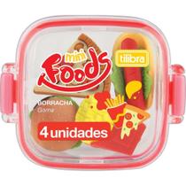 Borracha Decorada Mini Foods - Conjunto com 4 Peças