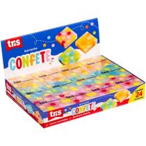 Borracha Decorada TRIS Confete 3 Cores - Display com 24 Unidades