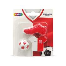 Borracha Futebol 3 Unidades Vermelha Acrilex Borracha Futebol 3 Unidades Vermelha Acrilex