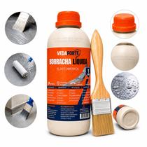 Borracha Líquida Elastomérica Vedaforte 1L Impermeabilizante Kit Pincel 2pol Laje Telhado Calha Fissura Concreto Cerâmica Borracha Líquida Elastomérica Vedaforte 1L Impermeabilizante Kit Pincel 2pol Laje Telhado Calha Fissura Concreto Cerâmica