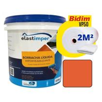 Borracha Líquida Impermeabilizante 3,6kg Telhados Laje Piscina Elastimper + 2m Manta Bidim