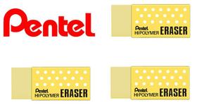 Borracha Pentel Hi-polymer Eraser Amarela Kit com 3 unidades