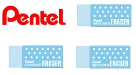 Borracha Pentel Hi-polymer Eraser Azul Kit com 3 unidades