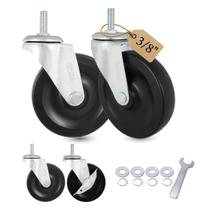 Borracha pesada Caster Wheels AXL de 4 polegadas com freio (pacote com 4)
