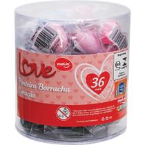 Borracha Ponteira Coração Cores Sortidas - Pote com 36 Unidades Borracha Ponteira Coração Cores Sortidas - Pote com 36 Unidades