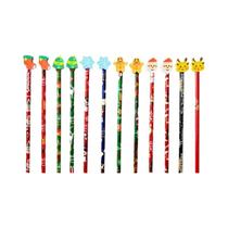 Borrachas De Natal Em Formato De Desenho Animado Para Crianças, Lápis De Madeira 12 Peças, Papai