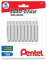 Borrachas Pentel Twist-Erase - Pacote com 18 Unidades (Sem Látex)