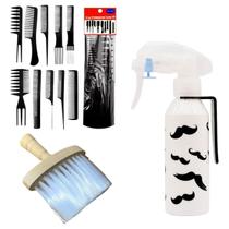 Borrifador 150ml + Kit 10 Pentes + Espanador Cabo De Madeira