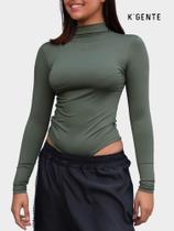 bory body básico feminino suplex collant maiô manga longa gola alta