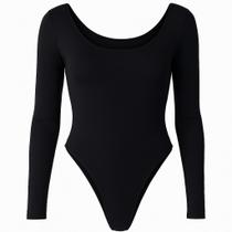 Bory Body Feminino Manga Longa Cavado Costa Nua Forrado Suplex