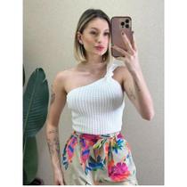 Bory Body Modal Nula Manga Nó Ombro Realize Tricot Verão Tendência Mula Manca Roupa Feminina