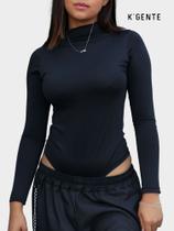 Bory collant feminino suplex liso manga longa gola alta