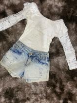 bory em renda e short jeans tamanho 38 bory em renda e short jeans tamanho 38